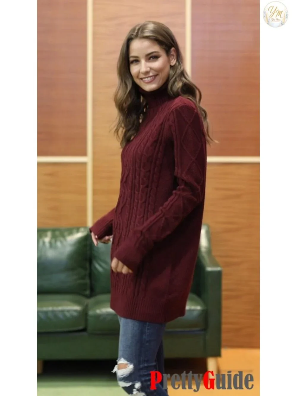 Plus Size Turtleneck Cable Knit Tunic Sweater Women Cozy Long Sleeve Winter Top